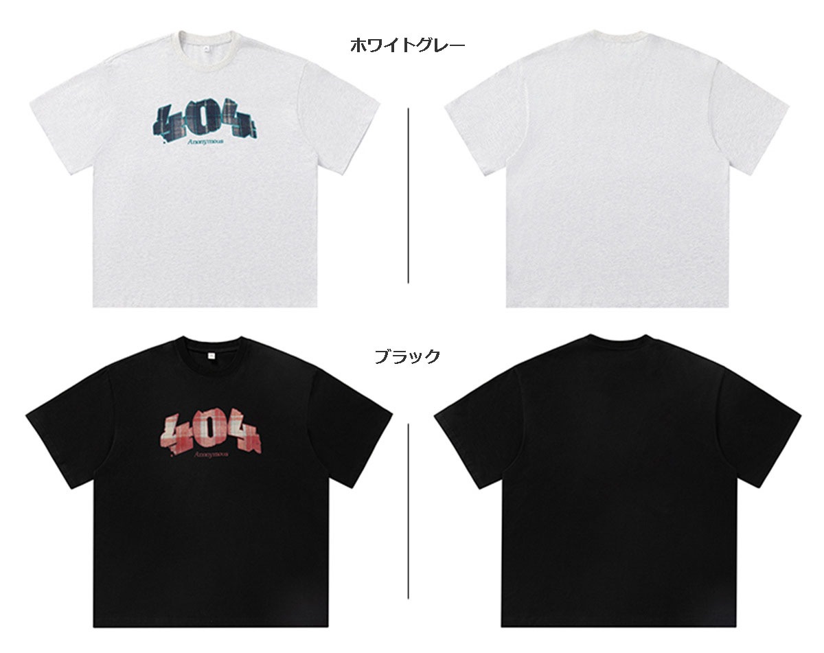 メンズ 夏季 レトロ数字チェック柄プリント半袖Tシャツ ゆったり 