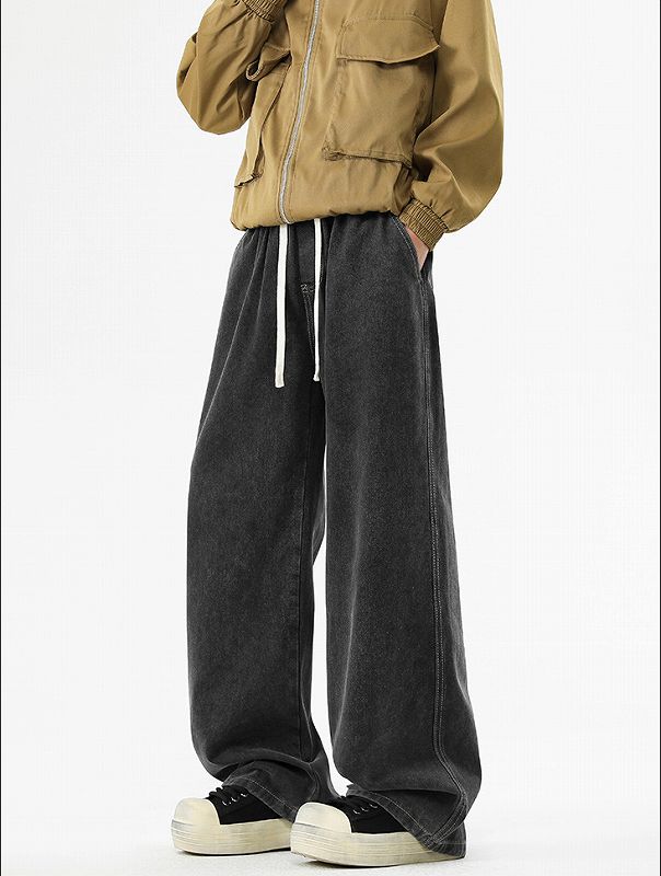 メンズファッション 無地 Baggy デニム パンツ 男女兼用 カジュアル ボトムス 春夏秋 2026新作★全4色