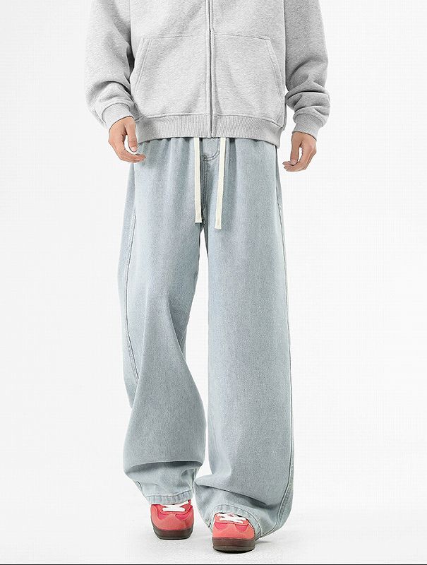 メンズファッション 無地 Baggy デニム パンツ 男女兼用 カジュアル ボトムス 春夏秋 2026新作★全4色