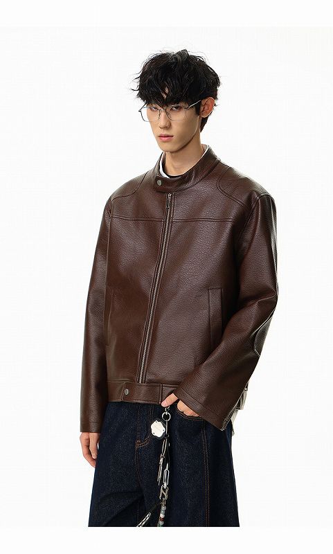 メンズファッション PU ジャケット 男女兼用 ストリート系 防寒