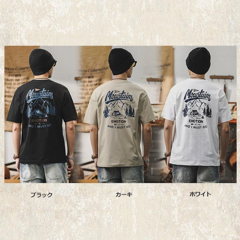 メンズ ヴィンテージ風 半袖Tシャツ オーバーサイズトップス プリント
