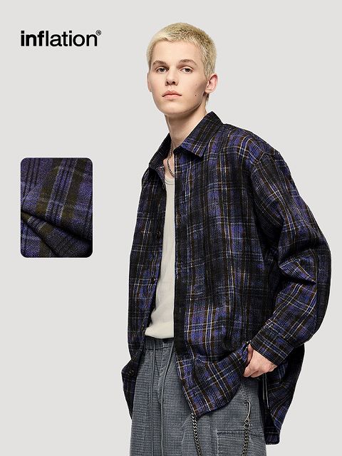 紳士シャツ メンズ レトロ風 チェック柄 長袖 シャツ 男女兼用 ストリート系