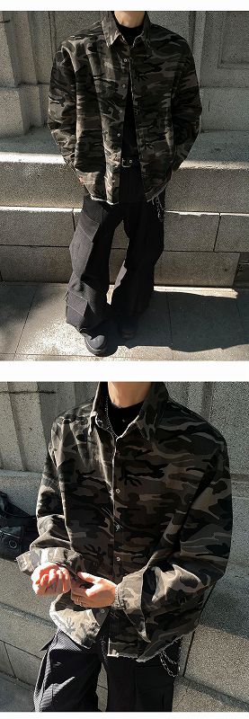 メンズ ビンテージ風 迷彩柄 長袖 シャツ 男女兼用 ストリート系