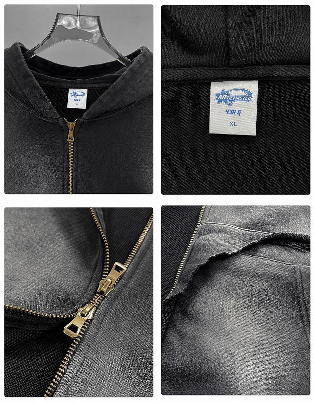 メンズ 生地430g 裏パイル ジップアップ パーカー 男女兼用 ストリート系 秋冬 2026新作★全2色