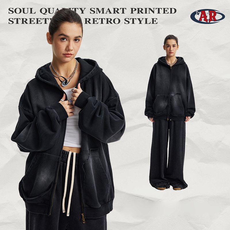 メンズ 生地430g 裏パイル ジップアップ パーカー 男女兼用 ストリート系 秋冬 2026新作★全2色