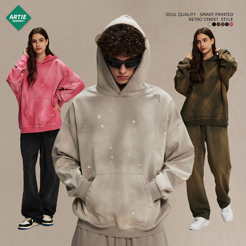 メンズ 生地450g ビンテージ風 裏パイル パーカー 男女兼用 ストリート系 秋冬 2026新作★全6色