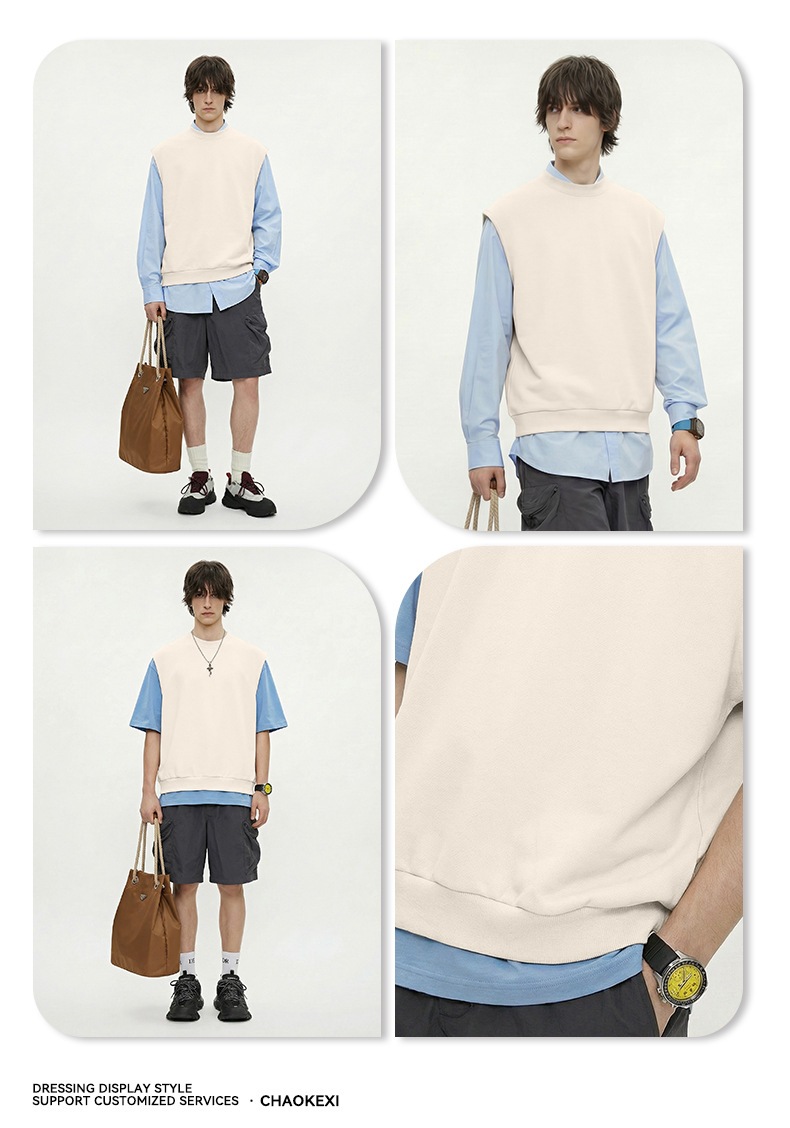 メンズ 420G ヘビーウェイト コットン100％ ノースリーブ ストリート スウェットベスト★全3色