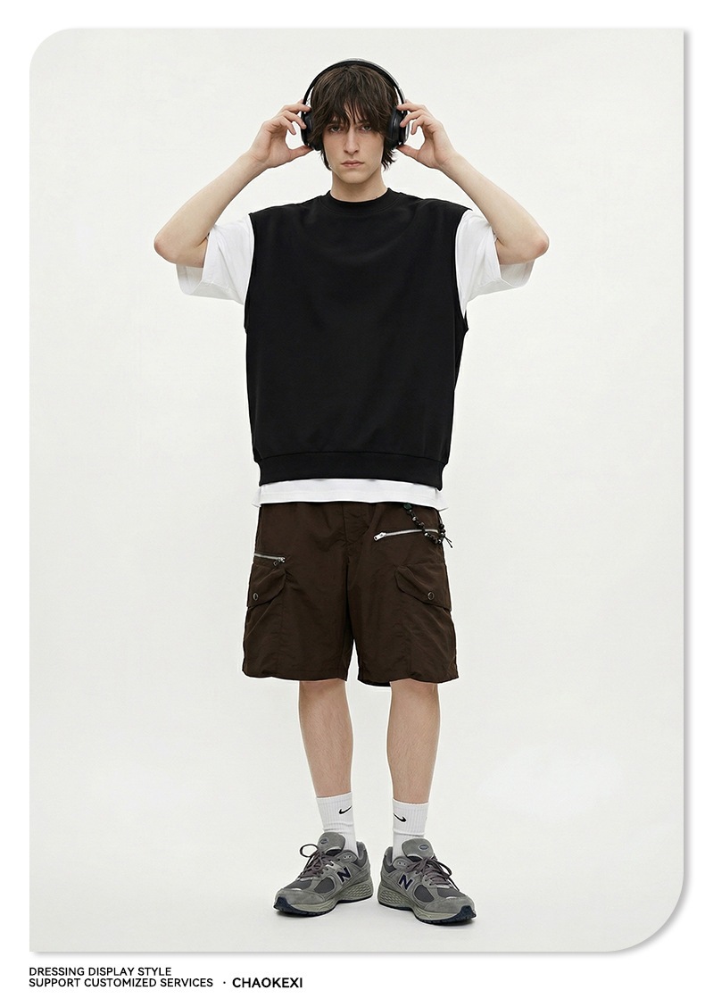 メンズ 420G ヘビーウェイト コットン100％ ノースリーブ ストリート スウェットベスト★全3色