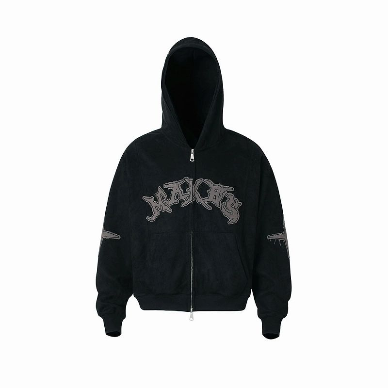 メンズ 刺繍入り スエード ジップアップ パーカー 男女兼用 ストリート系 トップス 春秋 2026新作★全3色