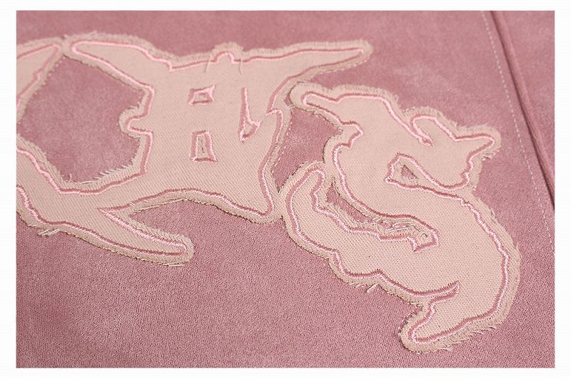 メンズ 刺繍入り スエード ジップアップ パーカー 男女兼用 ストリート系 トップス 春秋 2026新作★全3色