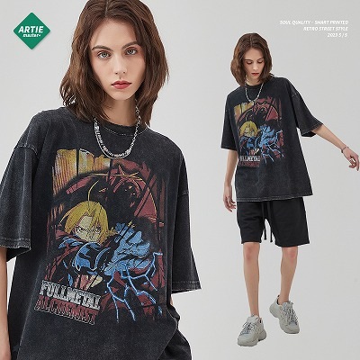 メンズ ダメージ加工 ビンテージ風 半袖Tシャツ 男女兼用