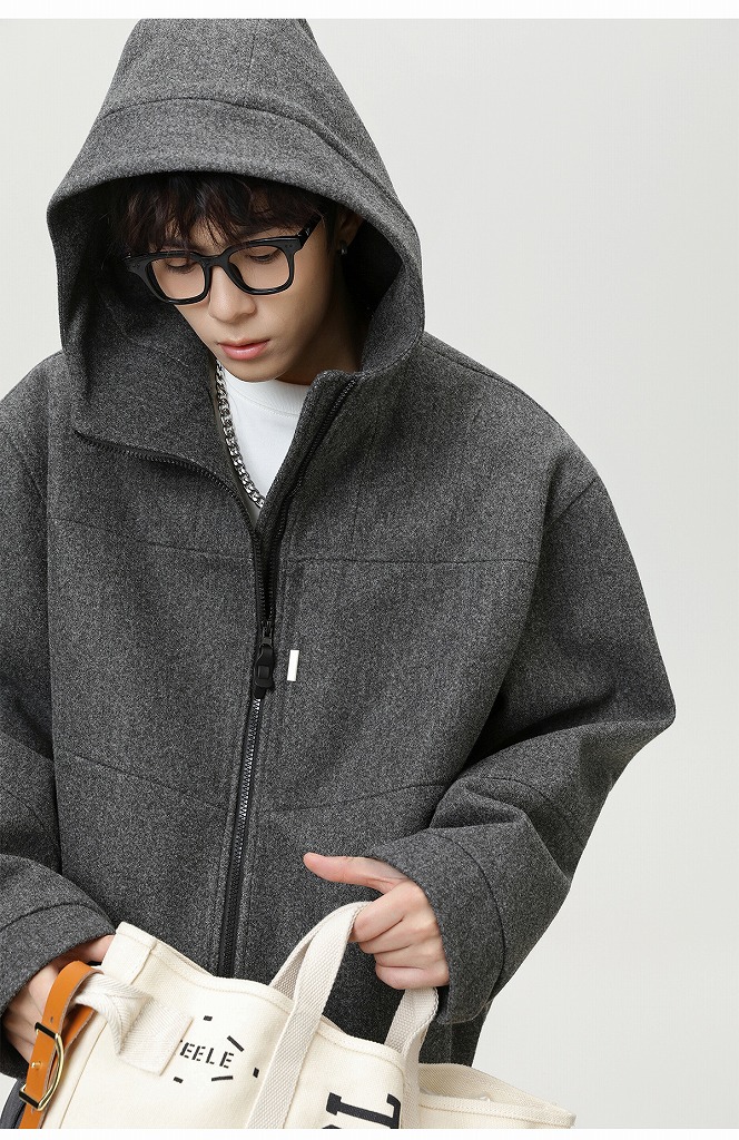 メンズ 秋冬新作 ウールジャケット カジュアル 短丈ワイドシルエット 保温厚手 通勤アウター★全2色