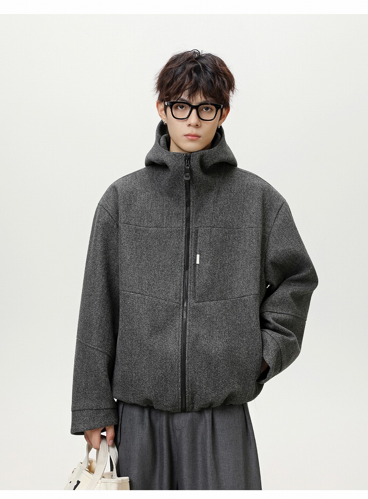メンズ 秋冬新作 ウールジャケット カジュアル 短丈ワイドシルエット 保温厚手 通勤アウター★全2色