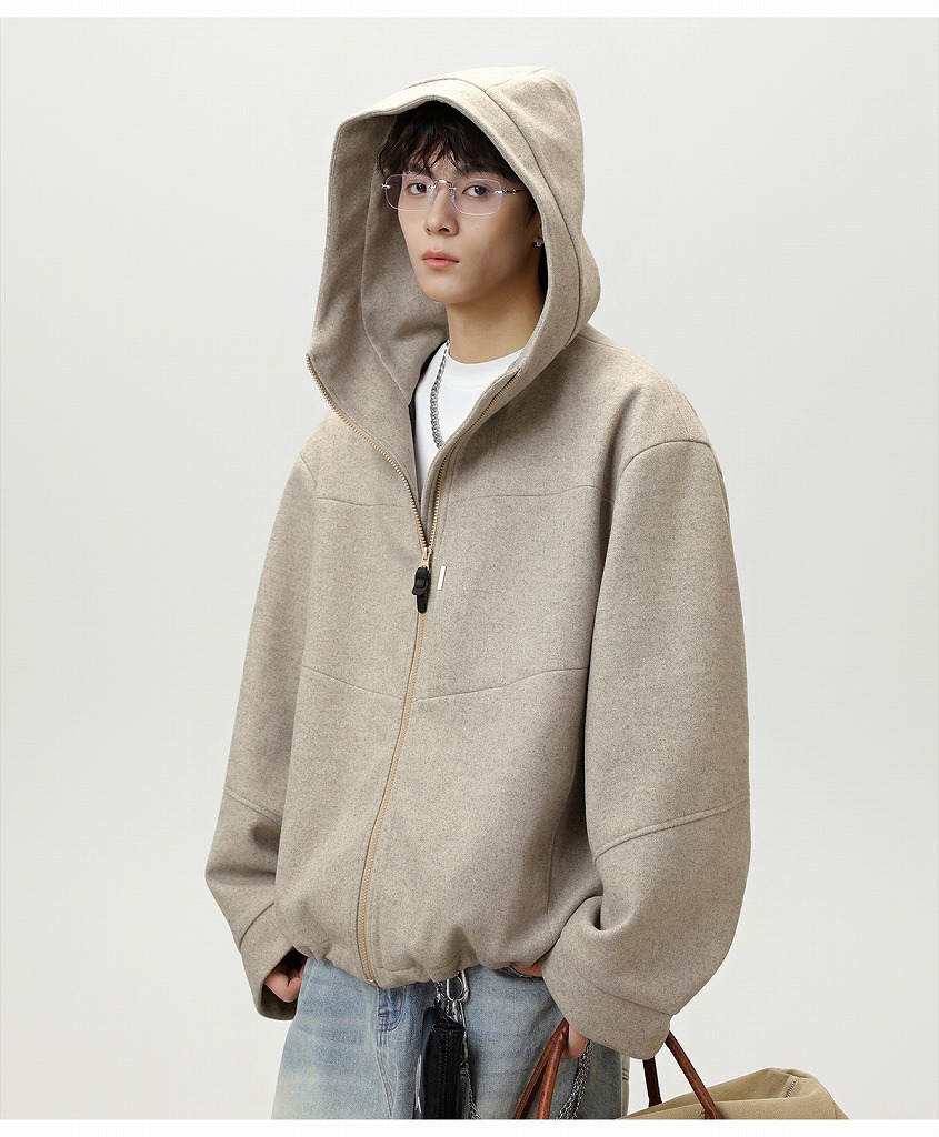 メンズ 秋冬新作 ウールジャケット カジュアル 短丈ワイドシルエット 保温厚手 通勤アウター★全2色