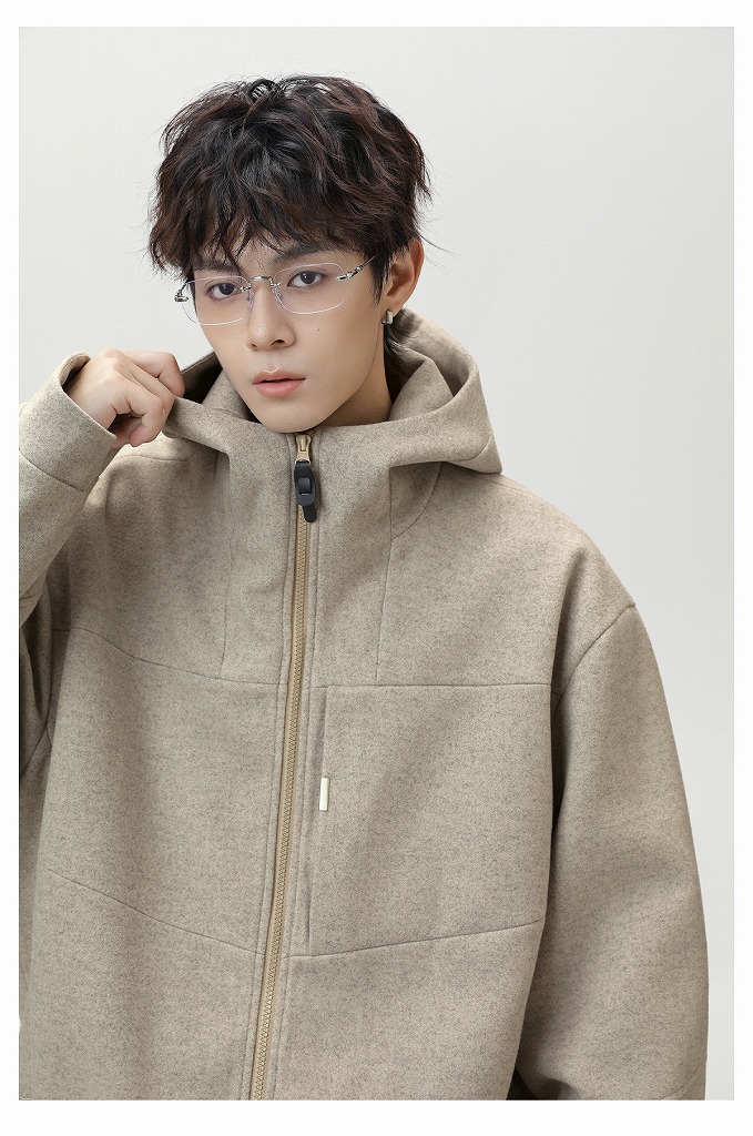 メンズ 秋冬新作 ウールジャケット カジュアル 短丈ワイドシルエット 保温厚手 通勤アウター★全2色