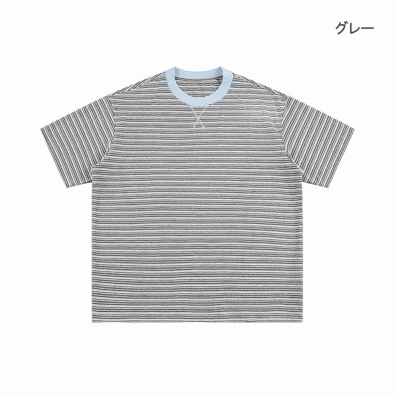 メンズファッション ボーダー柄 半袖 Tシャツ 男女兼用 カジュアル トップス 夏 2026新作★全3色