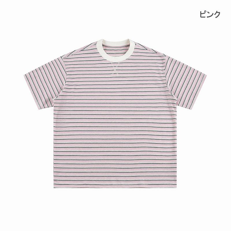 メンズファッション ボーダー柄 半袖 Tシャツ 男女兼用 カジュアル トップス 夏 2026新作★全3色