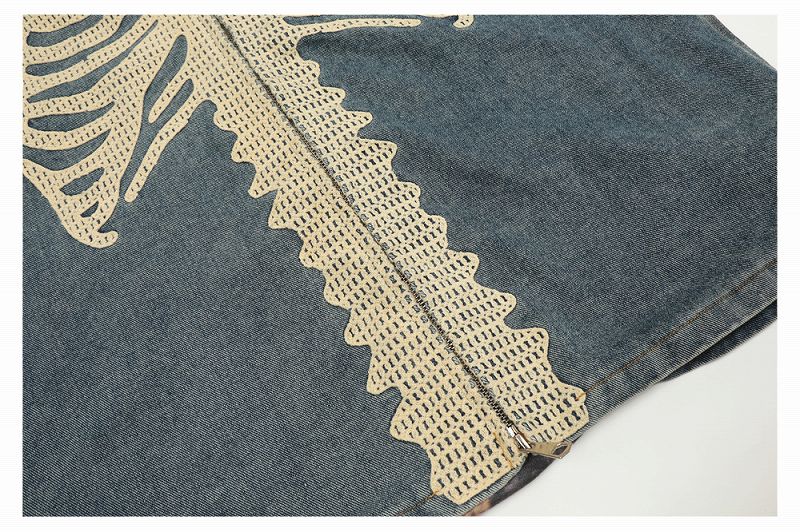 メンズファッション 刺繍入り デニム ジャケット 男女兼用 ストリート系 アウター  春秋 2026新作★