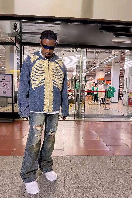 メンズファッション 刺繍入り デニム ジャケット 男女兼用 ストリート系 アウター  春秋 2026新作★