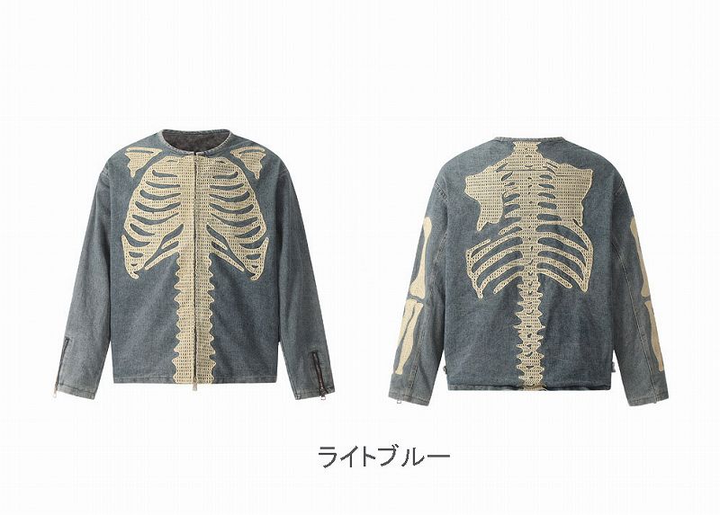 メンズファッション 刺繍入り デニム ジャケット 男女兼用 ストリート系 アウター  春秋 2026新作★