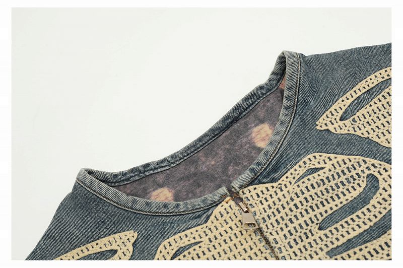 メンズファッション 刺繍入り デニム ジャケット 男女兼用 ストリート系 アウター  春秋 2026新作★