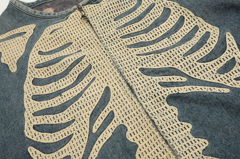 メンズファッション 刺繍入り デニム ジャケット 男女兼用 ストリート系 アウター  春秋 2026新作★