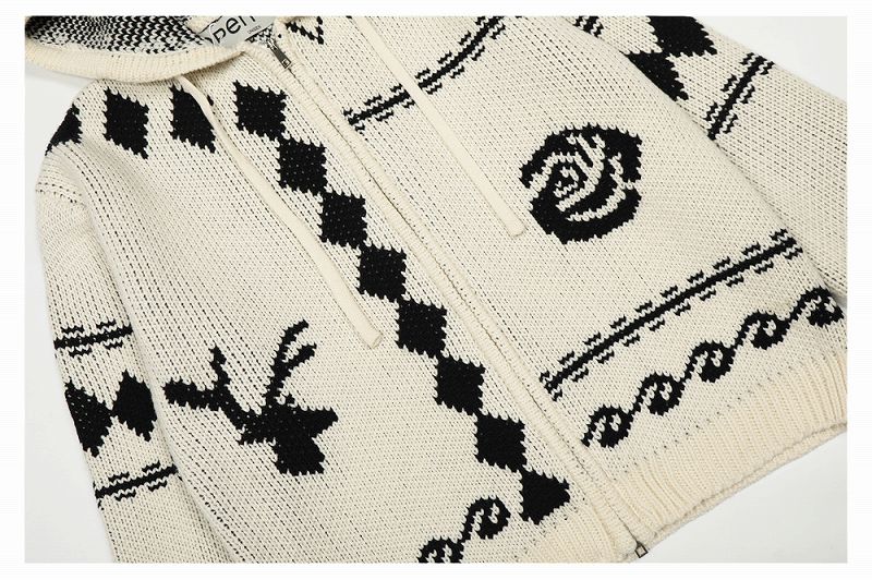 メンズ フード付き 長袖 ニット・セーター 男女兼用 ジップアップ トップス 秋冬 2026新作★全2色