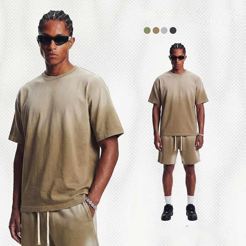 on Tシャツ ショートパンツ セットアップ サイズS メンズ ビンテージ風 半袖 Tシャツ 男女専用 ショートパンツ