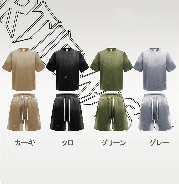 メンズ ビンテージ風 半袖 Tシャツ 男女専用 ショートパンツ