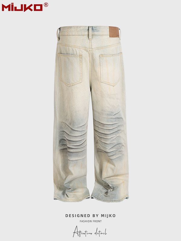 メンズ ビンテージ風 デニム パンツ 男女兼用 ストリート系 ボトムス 春秋 2026新作★