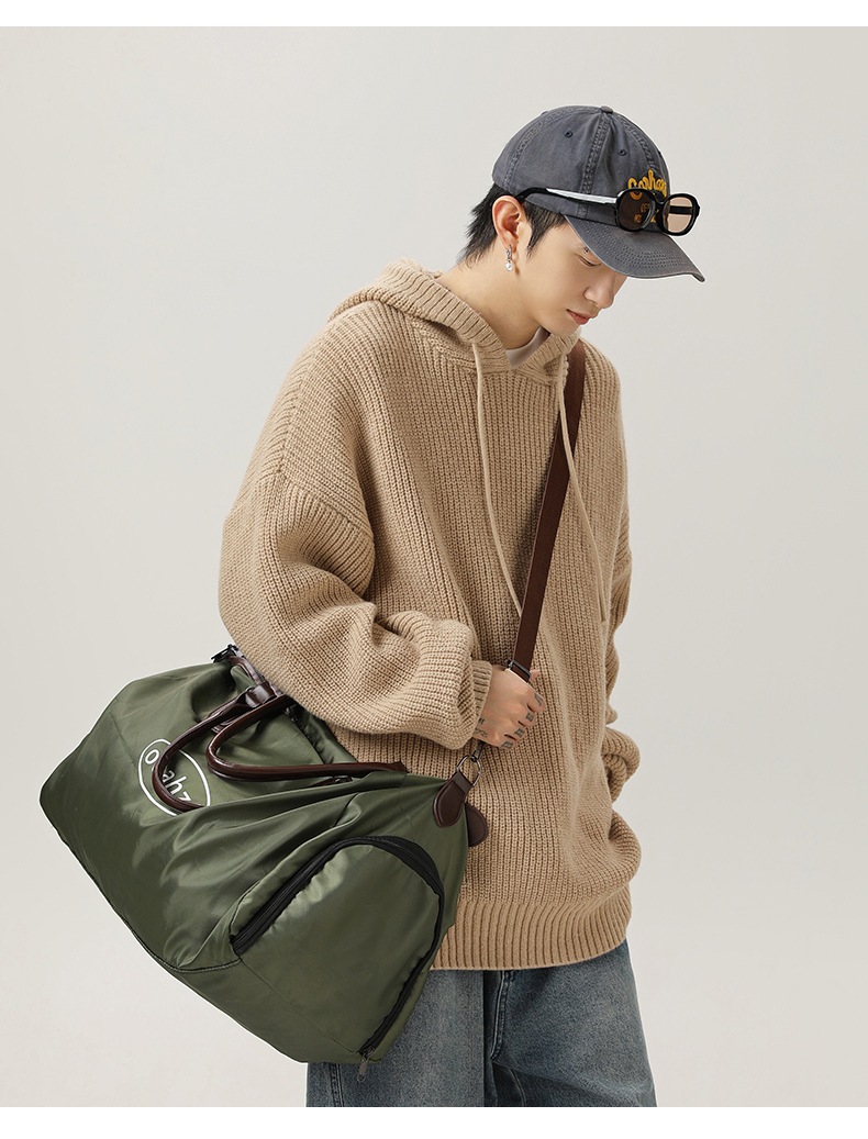 メンズ 秋冬 ゆったりシルエット 無地フード付きニットパーカー カジュアルリラックスウェア★全4色