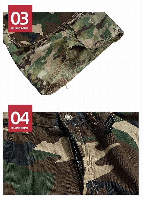 メンズ 偽二枚 迷彩柄 ワーク風 七分丈 パンツ 男女兼用 ストリート系 ボトムス 春秋 2026新作★