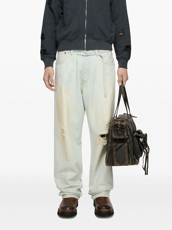 メンズ ダメージ加工 デニム パンツ 男女兼用 ストリート系 ボトムス 春秋 2026新作★