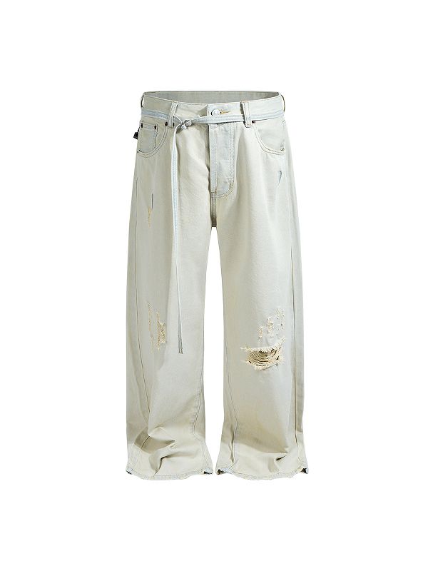 メンズ ダメージ加工 デニム パンツ 男女兼用 ストリート系 ボトムス 春秋 2026新作★