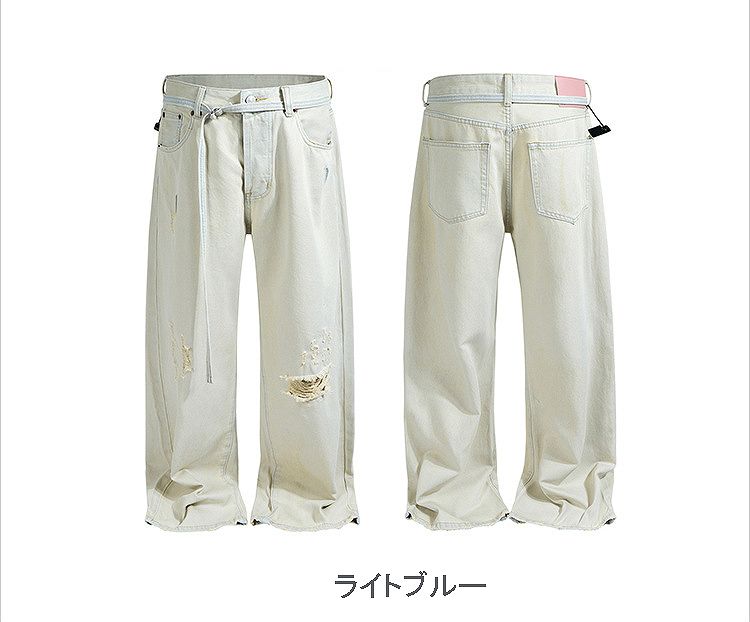 メンズ ダメージ加工 デニム パンツ 男女兼用 ストリート系 ボトムス 春秋 2026新作★