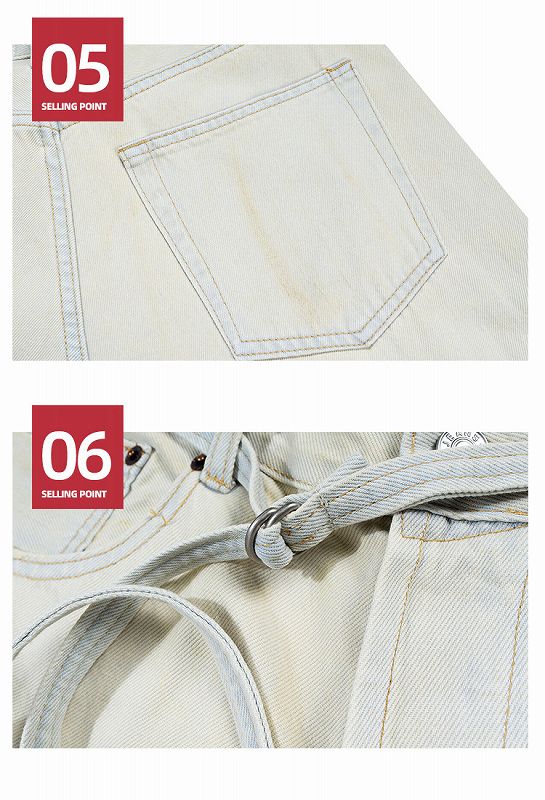 メンズ ダメージ加工 デニム パンツ 男女兼用 ストリート系 ボトムス 春秋 2026新作★