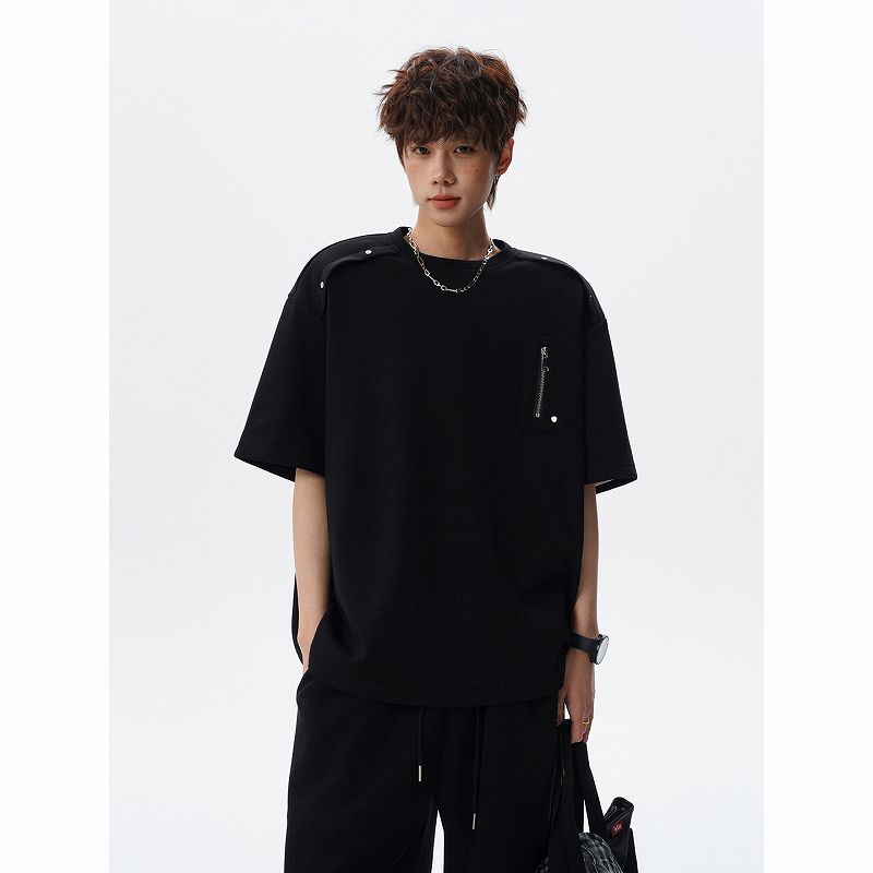 メンズ ラウンドネック 半袖 Tシャツ 男女専用 ショートパンツ セットアップ 夏 2026新作★全2色