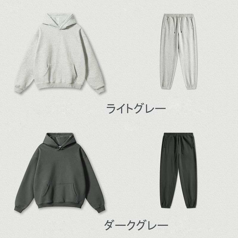 メンズファッション 無地 裏起毛 パーカー 男女兼用 ジョガーパンツ セットアップ 秋冬 2026新作★全7色