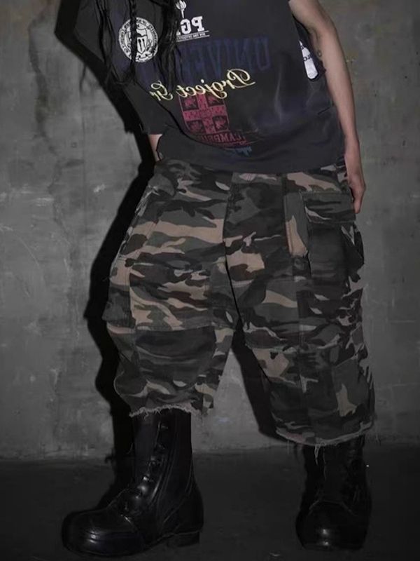 メンズ 2way ワーク風 七分丈/五分丈 パンツ 男女兼用 ストリート系 ボトムス 春秋 2026新作★全2色