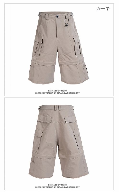 メンズ 2way ワーク風 七分丈/五分丈 パンツ 男女兼用 ストリート系 ボトムス 春秋 2026新作★全2色