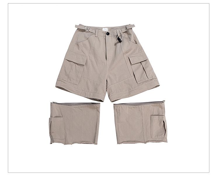 メンズ 2way ワーク風 七分丈/五分丈 パンツ 男女兼用 ストリート系 ボトムス 春秋 2026新作★全2色