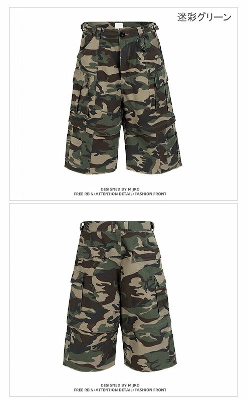 メンズ 2way ワーク風 七分丈/五分丈 パンツ 男女兼用 ストリート系 ボトムス 春秋 2026新作★全2色