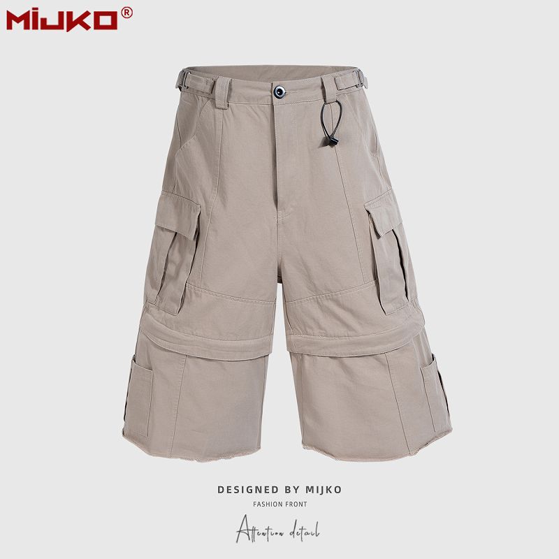 メンズ 2way ワーク風 七分丈/五分丈 パンツ 男女兼用 ストリート系 ボトムス 春秋 2026新作★全2色