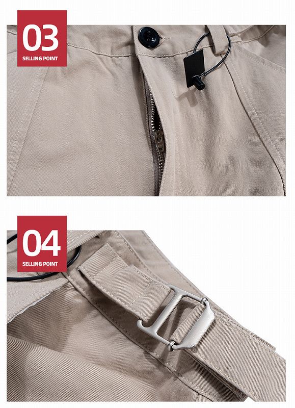 メンズ 2way ワーク風 七分丈/五分丈 パンツ 男女兼用 ストリート系 ボトムス 春秋 2026新作★全2色