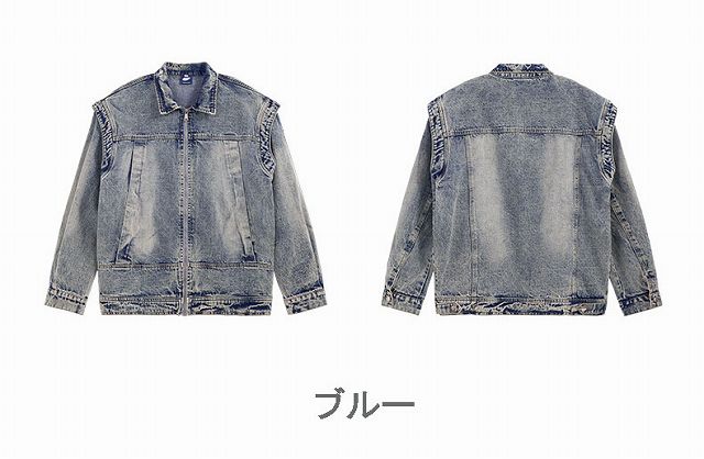 メンズファッション デニム ジャケット 男女兼用 ストリート系
