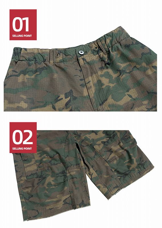 メンズ 迷彩柄 ワーク風 七分丈 パンツ 男女兼用 ストリート系 ボトムス 春秋 2026新作★