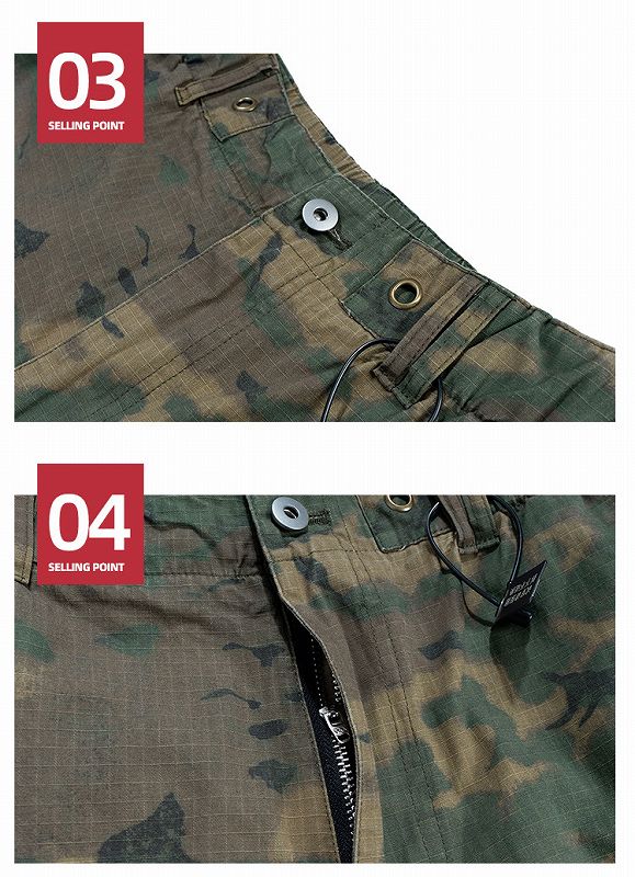 メンズ 迷彩柄 ワーク風 七分丈 パンツ 男女兼用 ストリート系 ボトムス 春秋 2026新作★