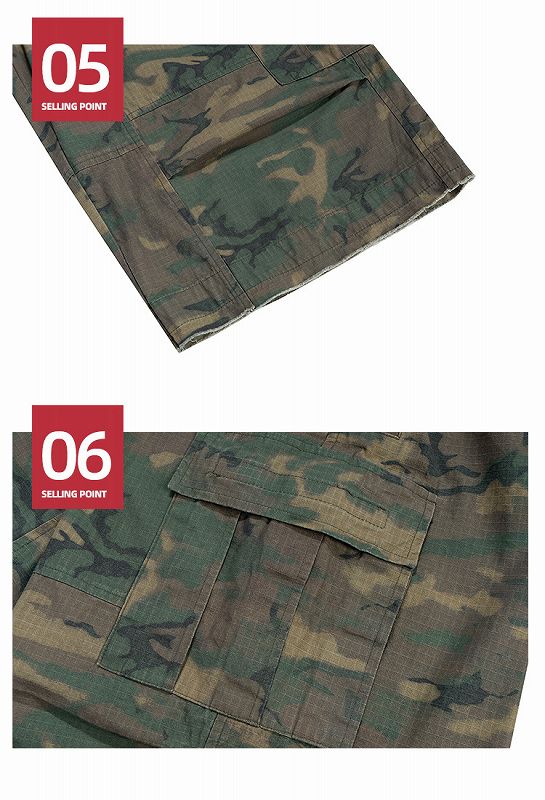 メンズ 迷彩柄 ワーク風 七分丈 パンツ 男女兼用 ストリート系 ボトムス 春秋 2026新作★