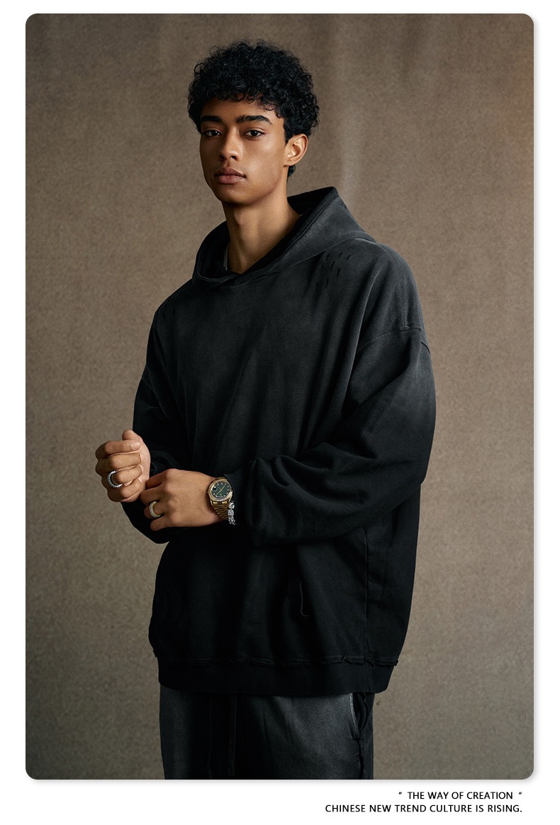 メンズ 絞り染 裏パイル パーカー 男女兼用 ストリート系 秋冬 2026新作★全5色