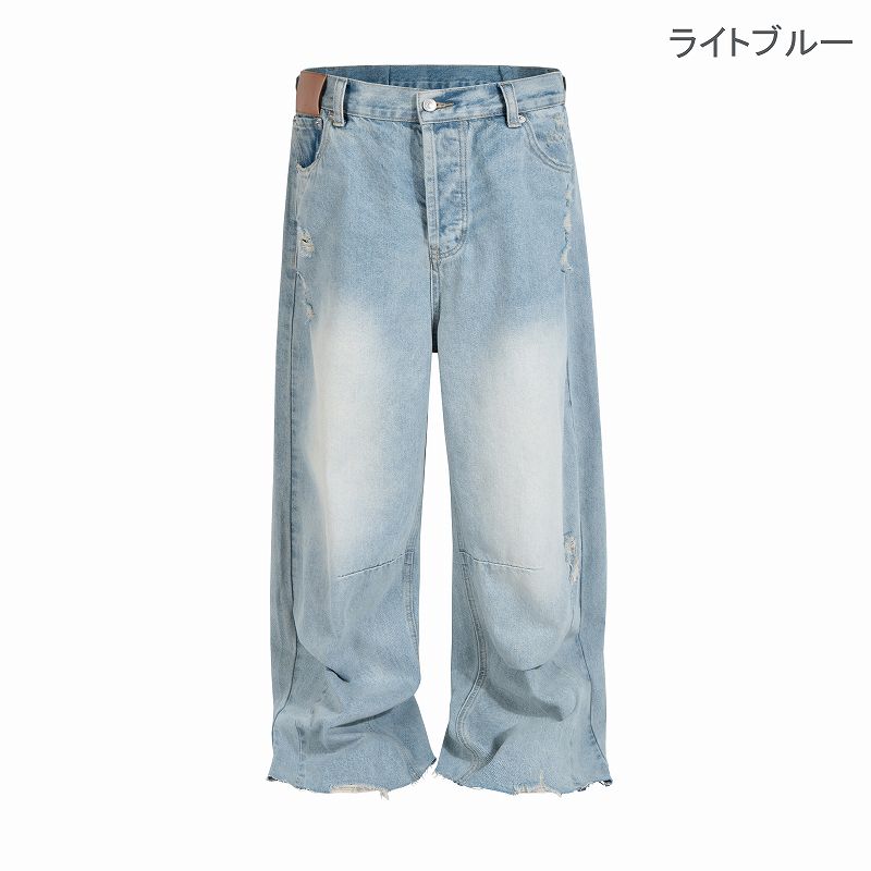 メンズ ダメージ加工 デニム パンツ 男女兼用 ストリート系 ボトムス 春秋 2026新作★